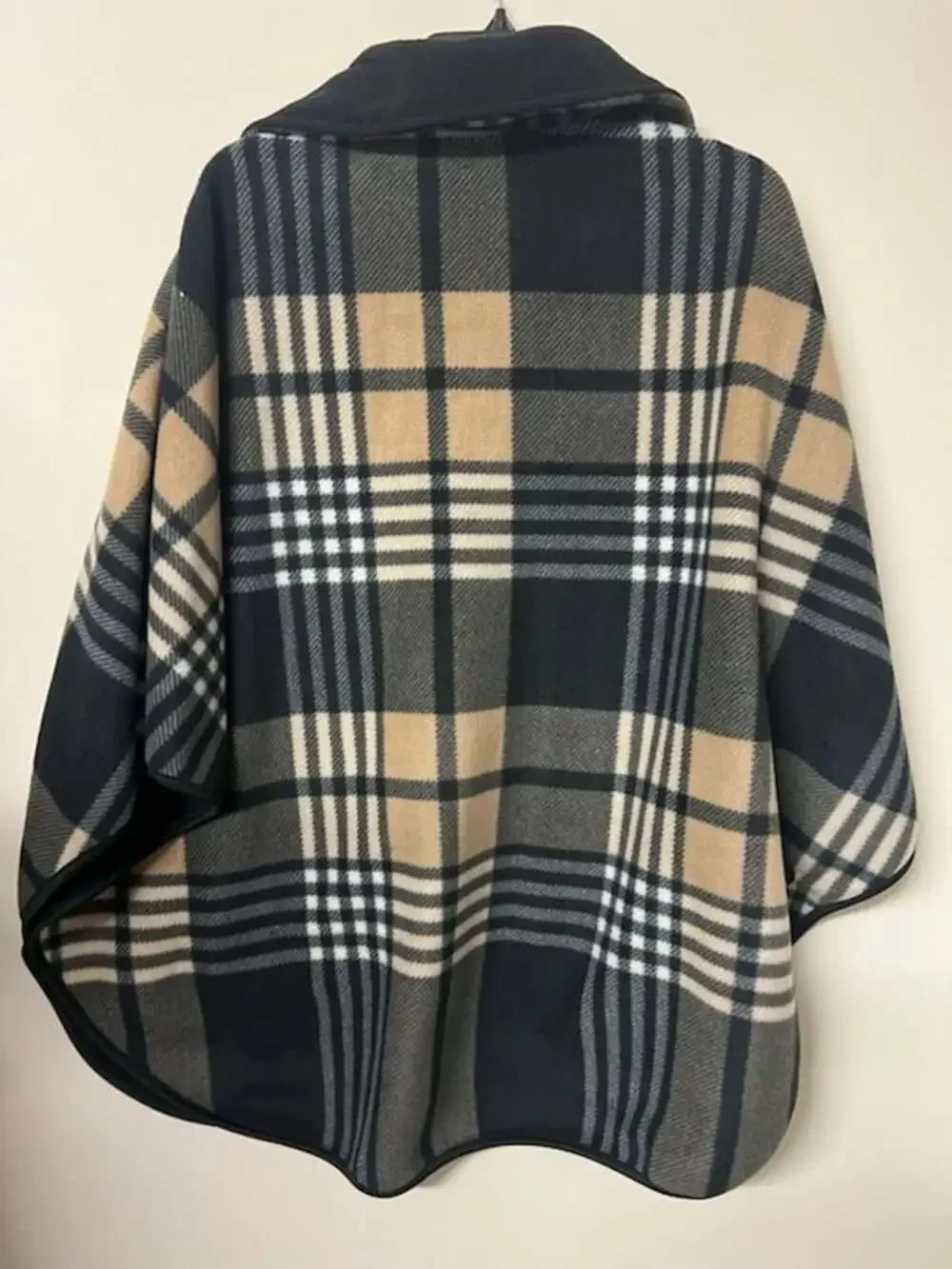 Rachel Roy Plaid Fleece Half-Zip Poncho Cape